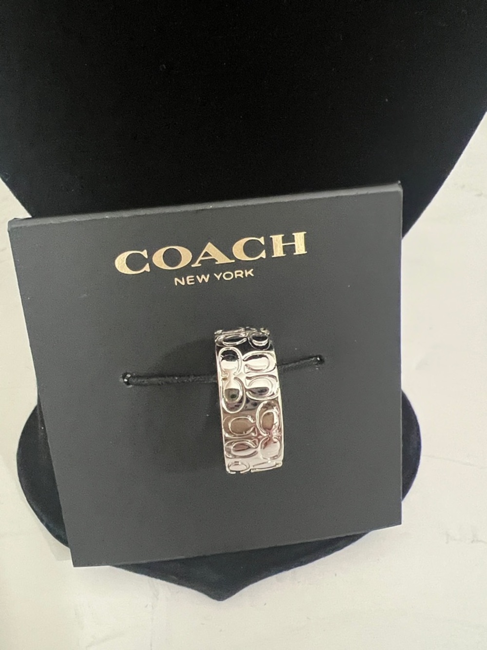 Coach Silver-Tone Signature C Band Ring